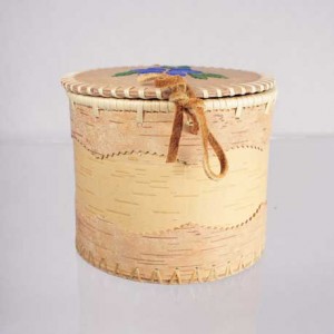 Smaller round birch bark basket