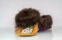 Tanned moosehide moccasin with pink flower beaded design