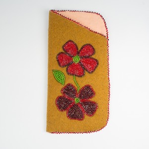 Red and purple flower beaded glasses case